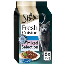 SHEBA Fresh Cuisine Taste of Tokyo Cat Pouches with Salmon and Tuna in Gravy 8x 6x50 g ? Gourmet Wet Cat Food with Tuna and Salmon
