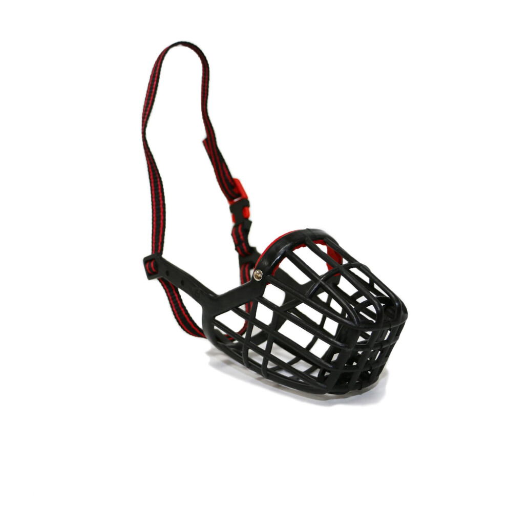 Ancol Gentle Strong Secure Comfortable Plastic Muzzle Biting Control Size 8, 30 X 10.5Cm Black/Red