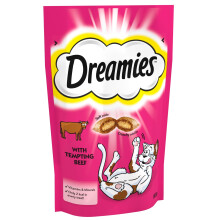 DREAMIES - Tempting Cat Treats - 8 x 60 g - Beef - Multipack Biscuits - 8 Pouches