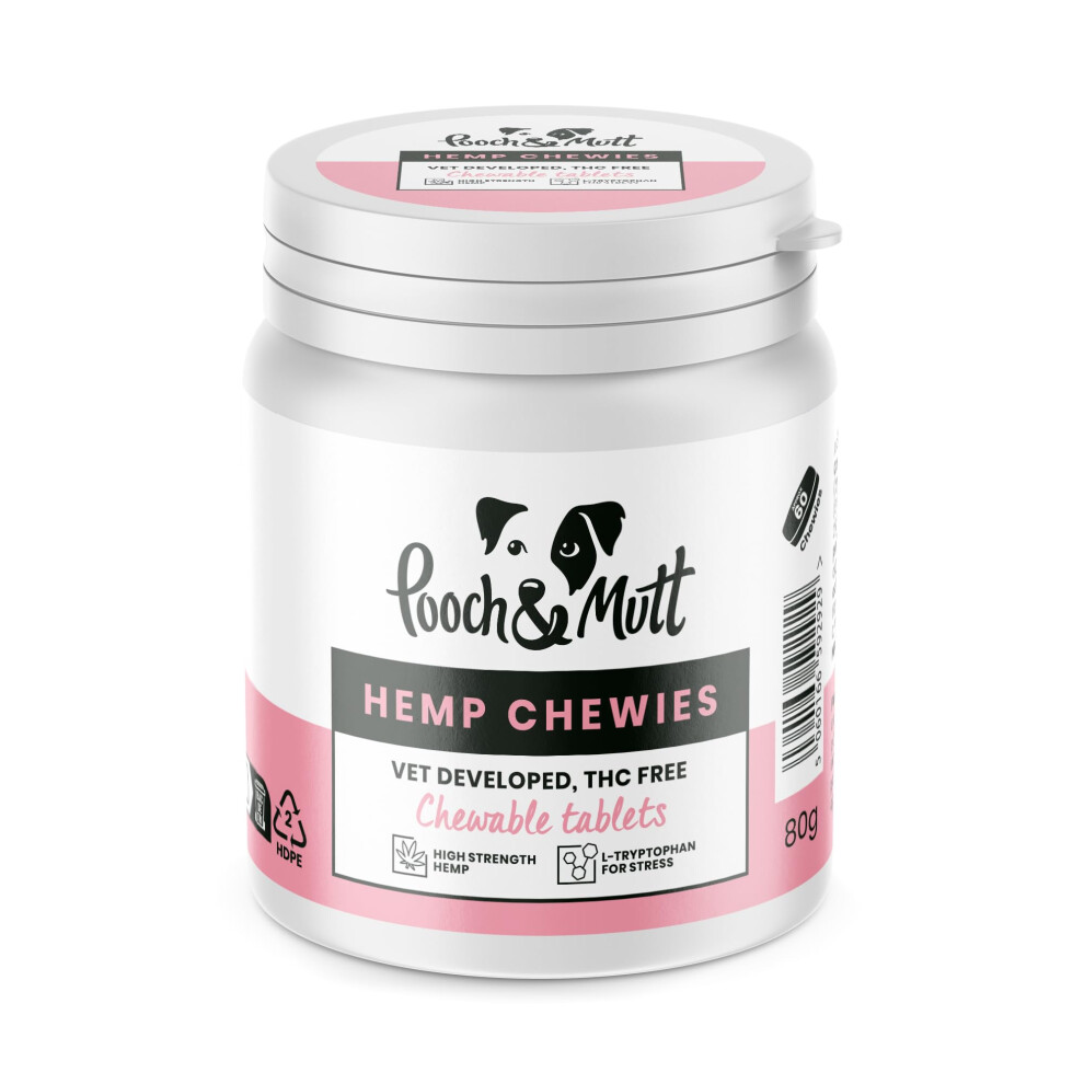 Pooch & Mutt - Calming Treats, Supplement For Anxious Or Excitable Dogs, 60 Chewies (80G)