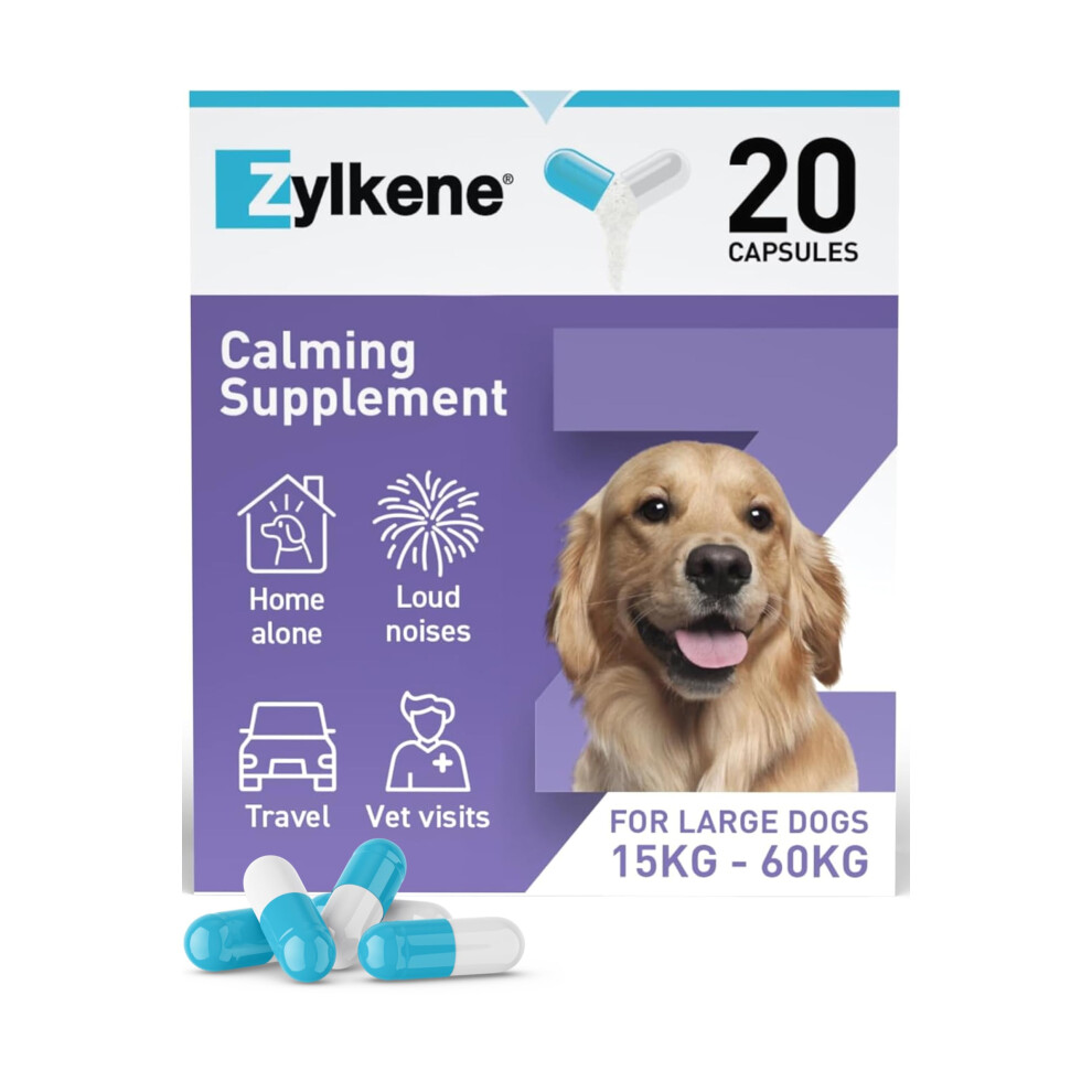 Zylkene Calming Supplements For Large Dogs (15 To 60Kg) 450Mg | Helps Ease Pet Anxiety | Helps Pets Cope With Short-Term Challenging Situations |