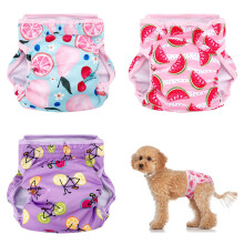 Heyu-Lotus Reusable Dog Nappies Female 3 Pack Washable Female Period Pants for Dogs Puppy Sanitary Diapers Wraps for Small Medium Incontinence Dogs(S,
