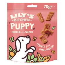 Lily?s Kitchen Made with Natural Ingredients Puppy Dog Treats Packet Chicken Nibbles with Salmon Grain-Free Recipes 8 x 70g