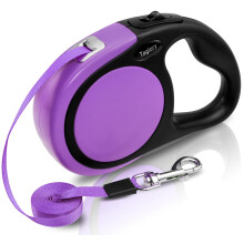 Taglory Retractable Dog Lead 5 m, Extendable Leash No-Tangle Heavy Duty Nylon Tape, Suitable for Small and Medium Dogs Up to 20 kg, Purple