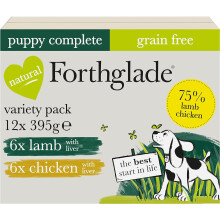 Forthglade Wet Puppy Food Variety Pack (12 x 395g Trays) - Puppies 2-12 Months, Grain Free Dog Food, Lamb with Liver and Chicken With Liver, Complete