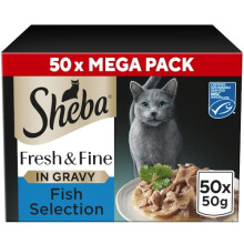 SHEBA Fresh & Fine Cat Pouches Fish collection in Gravy 50x50g