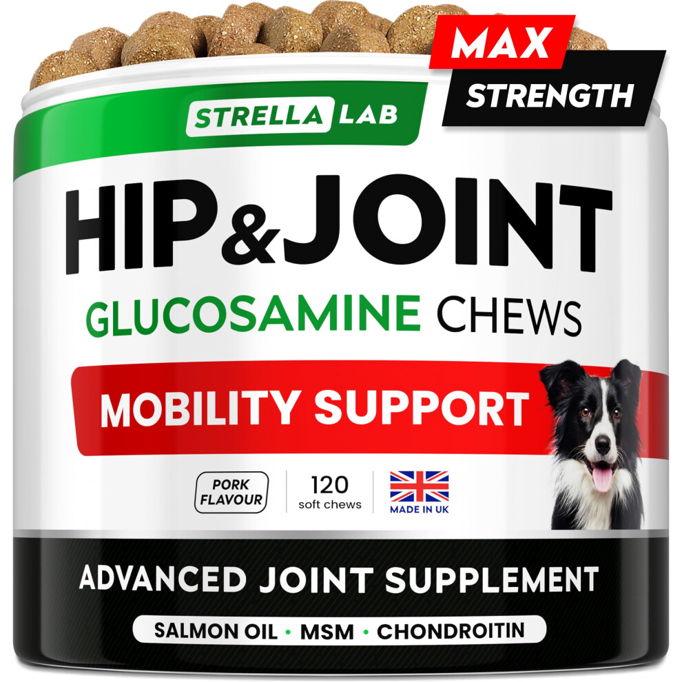 Strellalab ? Treats Over Tablets! Advanced Dog Joint Supplement Chews ? Hip & Joint Health Care With Glucosamine & Chondroitin ? Made In Uk ? Senior &