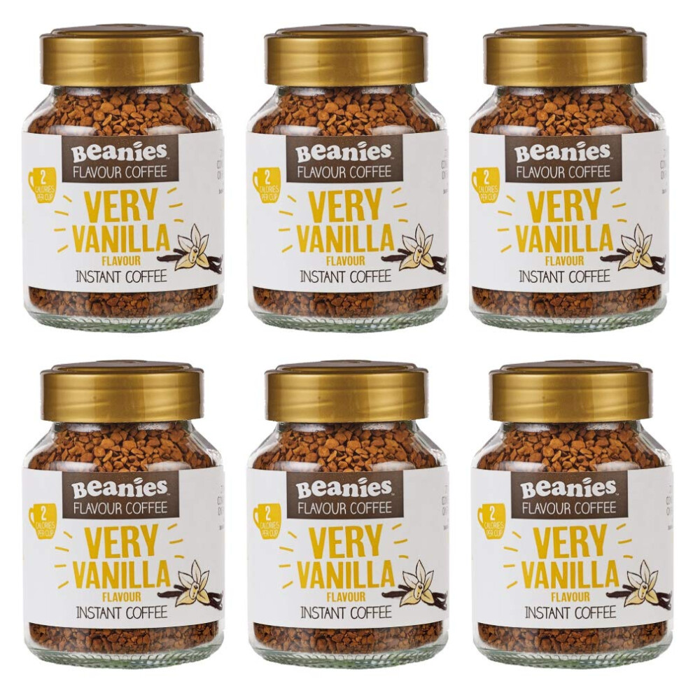Beanies The Flavour Co 6x Beanies Very Vanilla Flavoured Instant Coffee Jars: 50g per jar