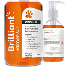 Brilliant Salmon Oil for Dogs, Cats, Puppy, Ferret & Pets - Pure Omega 3, 6 & 9 Fish Oil Food Supplement | Treats Itchy Skin, Joint Care, Heart Health