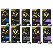 L'OR Nespresso Compatible Variety Pack Coffee Capsules, Flavours inc. Supremo, Profondo, Espresso Ristretto Decaf, Ristretto, Onyx, x10 (Pack of 10)