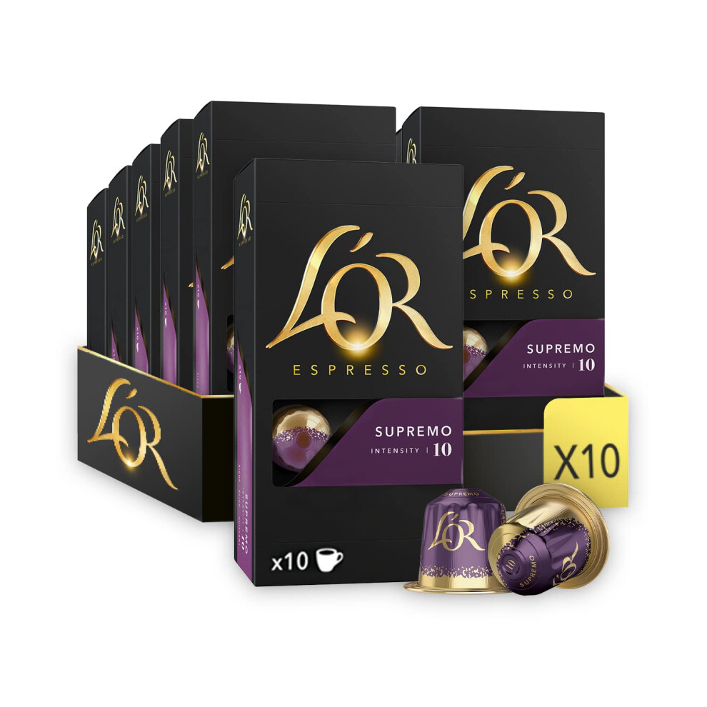 L'or Espresso Supremo Coffee Pods X10 Intensity 10 (Pack Of 10, Total 100 Capsules)