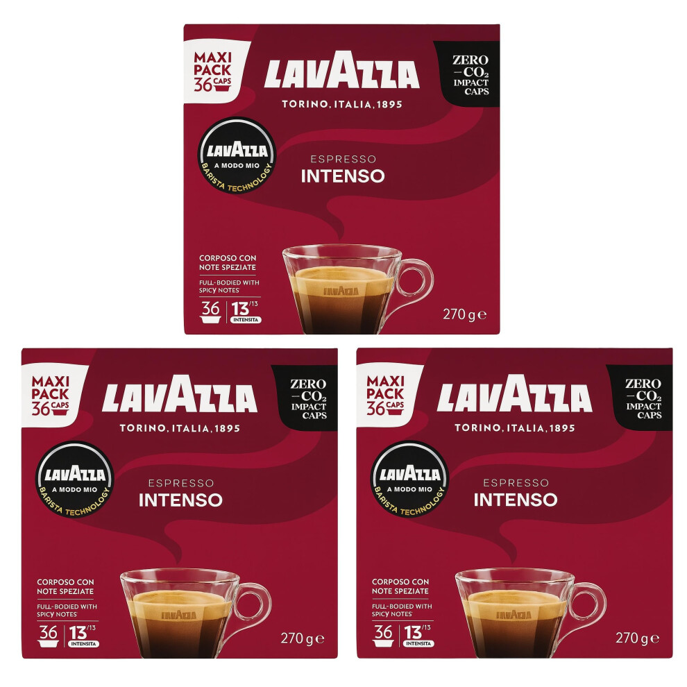 Lavazza A Modo Mio Espresso Intenso Coffee Capsules X36 (Pack Of 3, Total 108 Pods) - Spiced Aroma & Medium Roast
