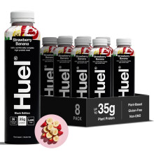 Huel Black Edition Ready-to-drink, 8 x 500ml Bottles, Protein Shakes, Strawberry Banana Flavour, High Protein Drink, 35g Protein Per Bottle