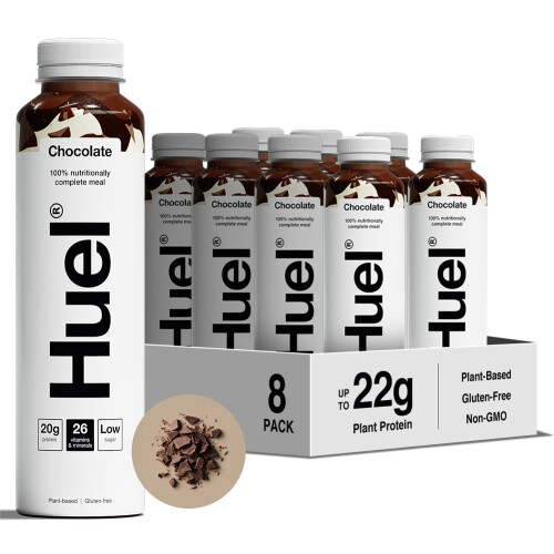 Huel Ready-to-Drink Meal, Chocolate Protein Drink, 8 x 500ml Bottles, Protein Shakes, Pre-Portioned Meal, 20g of Protein per Bottle