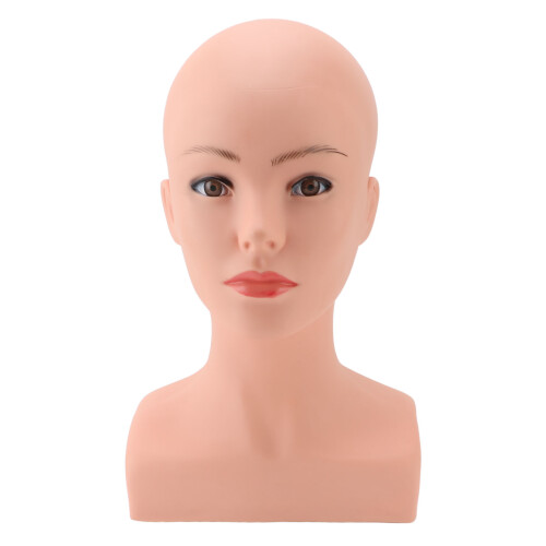 Female Bald Mannequin Head with Shoulder PVC