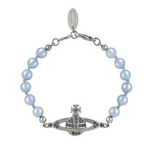 (Pearl Saturn Bracelet (Silver Gray Blue)) Pearl Saturn necklace, pin, paperclip bracelet