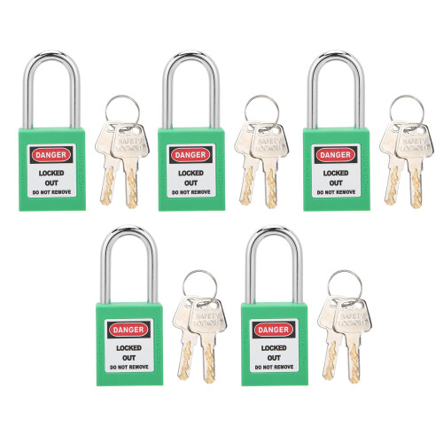 5 jeux de cadenas de consignation verts de 38 mm, 10 clés 1