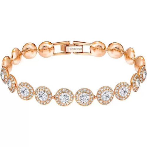 (Rose gold bracelet) A dazzling and charming round crystal inlaid bracelet
