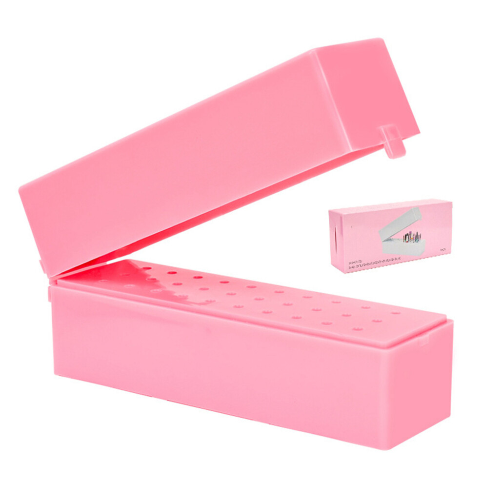 Pink 30 Hole Nail Drill Bits Holder Dustproof Manicure