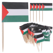 100pcs Palestine Flag Cake Toppers National Flag Toothpicks Small Fruit Pick Flags Decorations 6.50X3.50X0.10CM
