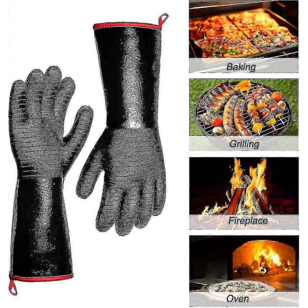 932f Extreme Heat Resistant Waterproof Long Sleeve BBQ Grill Gloves for Fryer, Baking, Oven, Smoker, Fireproof, Oil Resistant Neoprene-image-OPC-PJRM6HZ-NEW