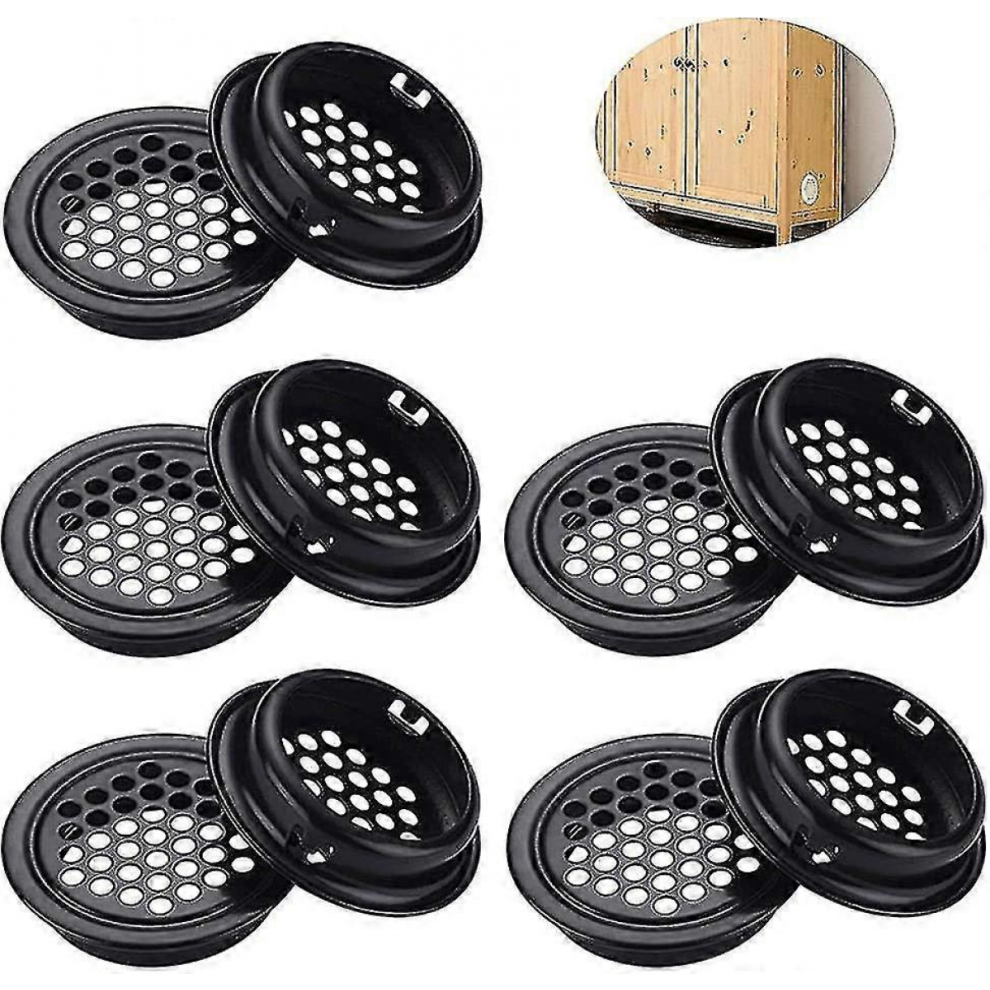 Round Stainless Steel Ventilation Grille 10-Piece Black For Cupboard 9180669467442
