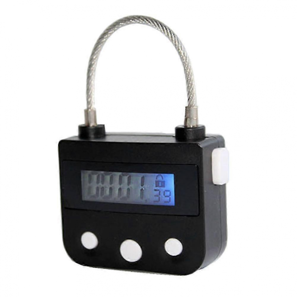 Metal Timer Lock USB LCD Display Rechargeable Electronic Multi-function Padlock Black-image-OPC-PJRM6NG-NEW