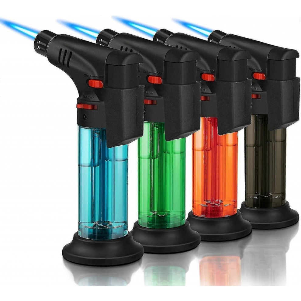 4 Pack Jet Flame Torch Lighter, Refillable Windproof Butane Lighter for Candles, Fireplace, BBQ (Gas Not Included)-image-OPC-PJRM6PR-NEW