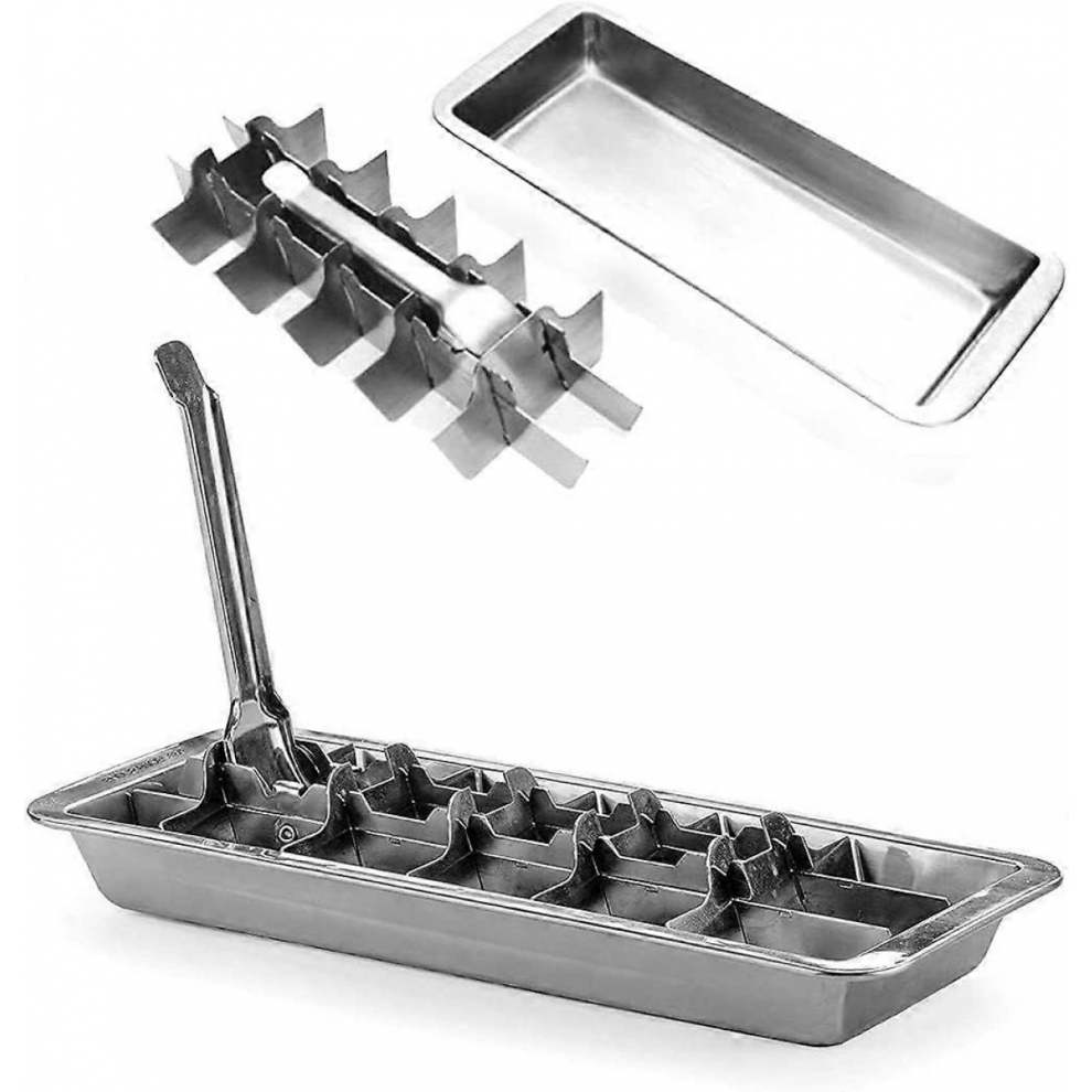 SBSGV 18-Slot Stainless Steel Ice Cube Tray with Easy Release Handle, Silver-image-OPC-PJRM6PW-NEW