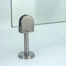 Adjustable 304 Stainless Steel Glass Clamps for Staircase Handrail, Glass-to-Ground Fixed Bracket 65x43x26mm, Rod Height 60mm