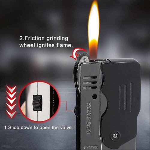 Windproof Adjustable Jet & Soft Flame Butane Torch Lighter, Refillable Foldable Gun Design with Lock Function 2