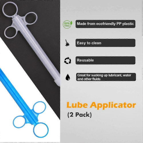 Smooth Rounded Tip Reusable Lube Applicator, Durable & Easy to Clean (2-Pack, Blue/White) 1