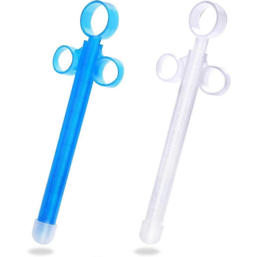 Smooth Rounded Tip Reusable Lube Applicator, Durable & Easy to Clean (2-Pack, Blue/White)
