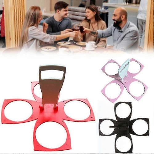 Foldable Cup Carrier for 3/4 Coffee, Beer, Drink Holders - Black 2