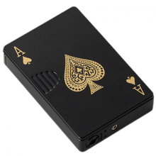 Green Flame Windproof Jet Torch Lighter Refillable Poker Spades Design Outdoor Camping BBQ Gift Men Business Black