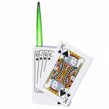 Green Flame Windproof Jet Torch Lighter Refillable Poker Spades Design Outdoor Camping BBQ Gift for Men White Spades K