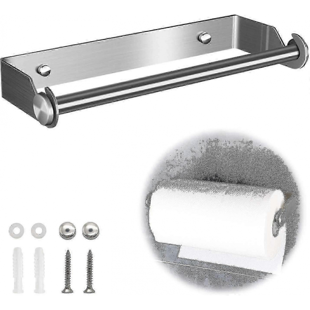 Wall Mounted 27cm Stainless Steel Kitchen Paper Towel Holder Dispenser-image-OPC-PJRM7SP-NEW