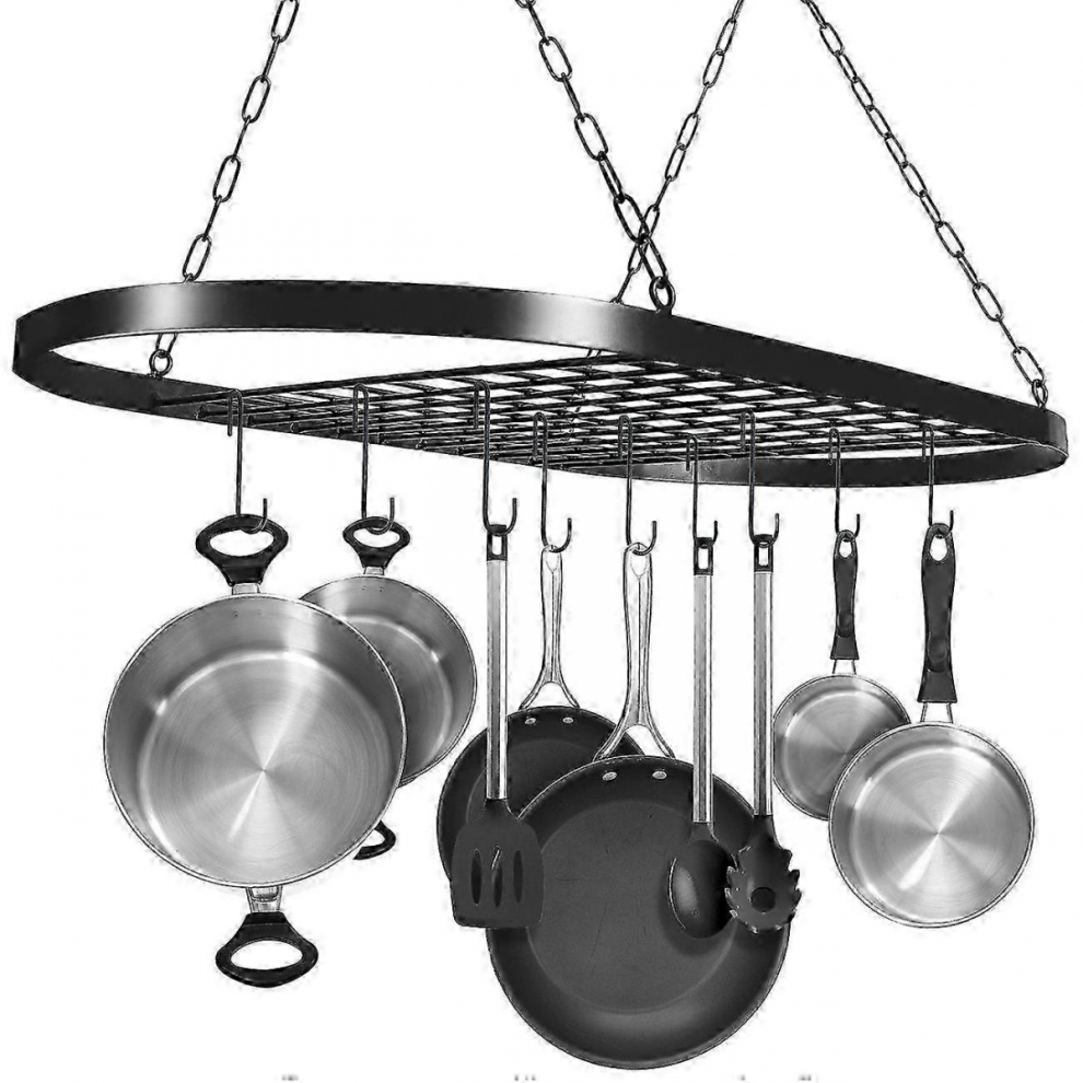 2025 Sorbus Black Hanging Oval Pot and Tan Shelf - Decorative Wall Storage for Home-image-OPC-PJRM85K-NEW