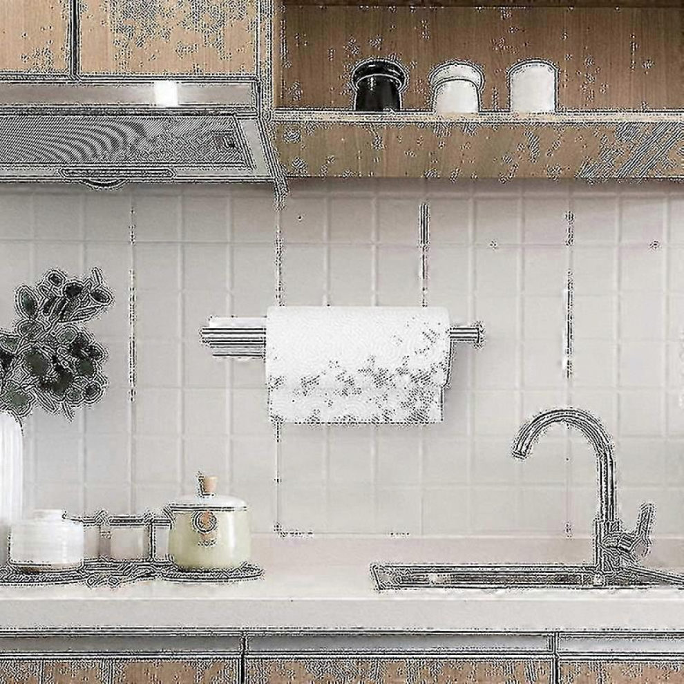 Self-Adhesive Cabinet Paper Towel Holder for Kitchen and Bathroom, Easy to Install, Silver-image-OPC-PJRM89P-NEW