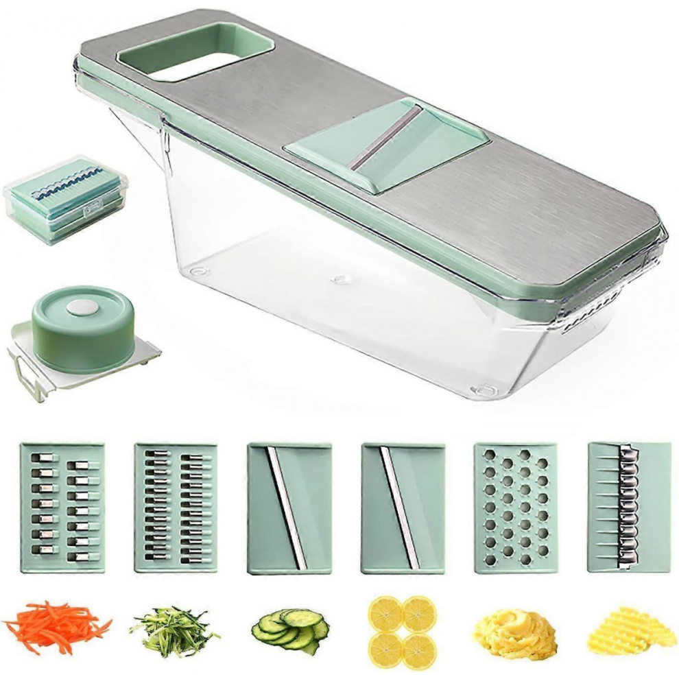 6-in-1 Adjustable Mandoline Slicer Multi-Blade Vegetable Cutter Shredder for Potato Cucumber-image-OPC-PJRM8CT-NEW
