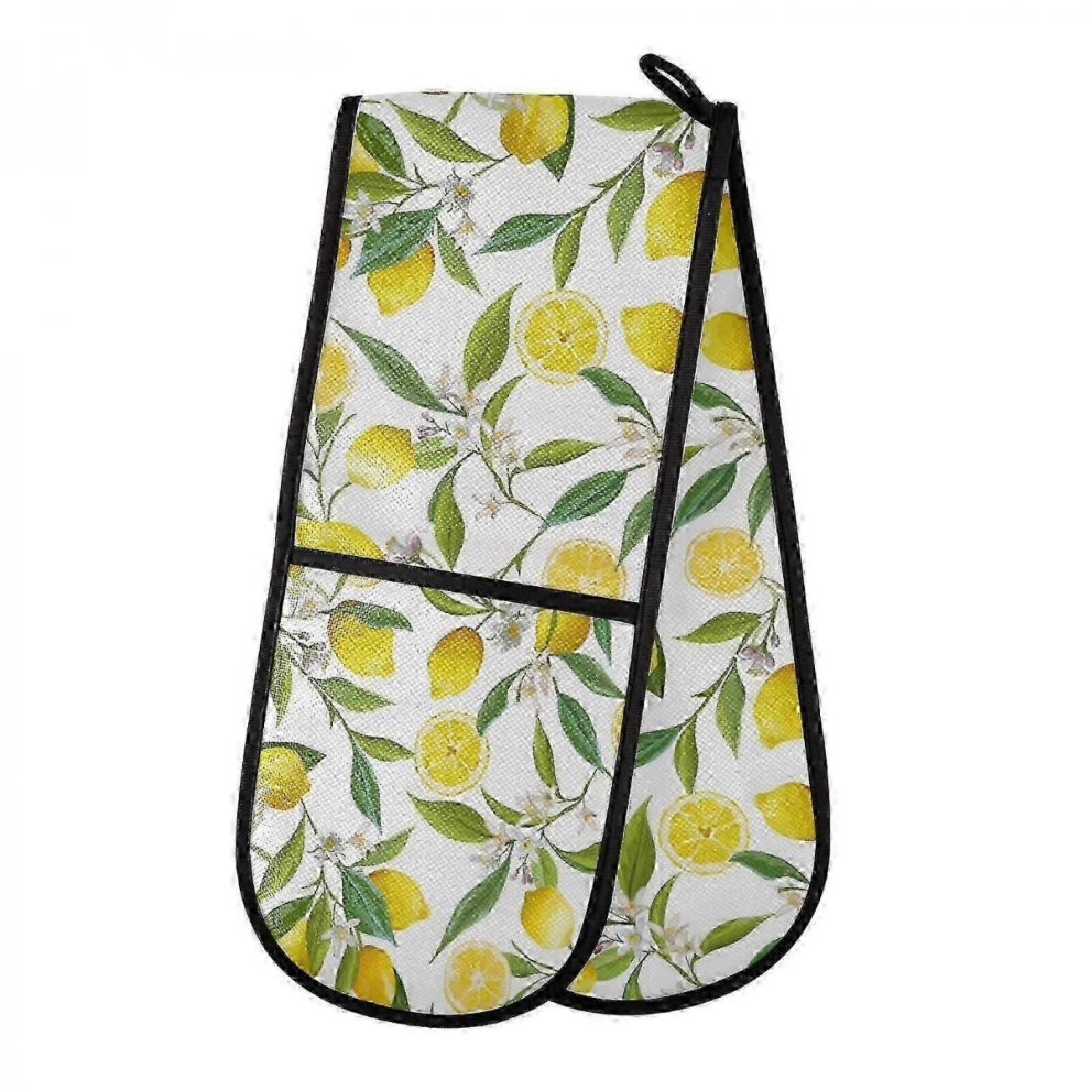 Lemon Long-Handled Heat-Resistant Oven Gloves Ideal for Baking-image-OPC-PJRM8PP-NEW