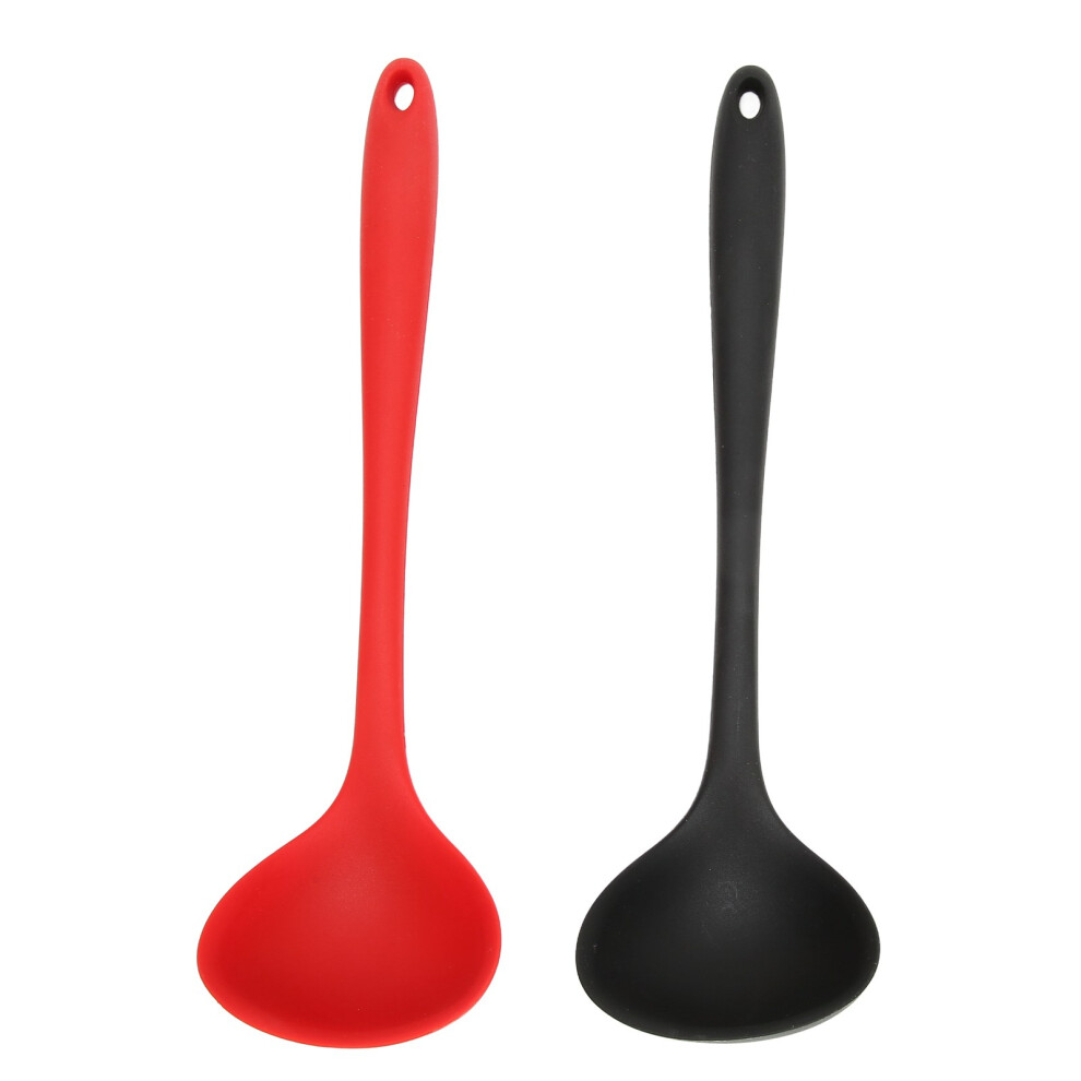 2pcs Silicone Soup Spoon Multifunctional Black Red
