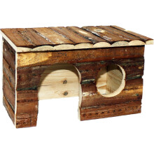 Pet Ting Natural Living Jerrik Log Wooden House | Small Animal Hideout | Hamster, Gerbil & Mouse Cage Accessory