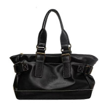 Borsa a mano Saturn in morbida pelle nera vintage Tote Tot