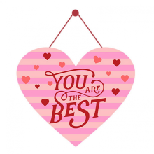 Valentine's Day Heart Door Hanging Decor, Red Romantic Wreath with Printed Letter for February 14 Wall Decoration, One Size