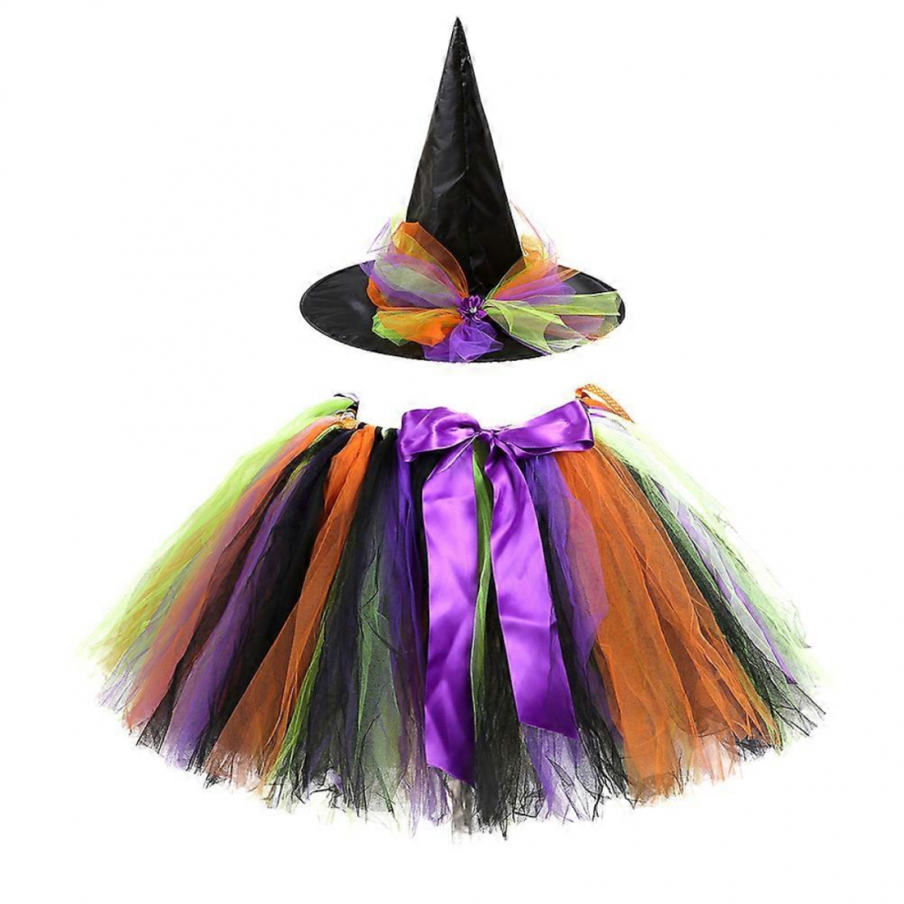 Halloween Witch Dress Set Tutu Party COS Puff Skirt Kids Costume Birthday Performance Size L-image-OPC-PJRP8T6-NEW