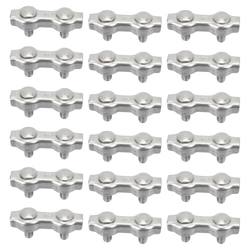 18pcs M2 Stainless Steel Duplex Wire Rope Clips, Rustproof Cable Clamps 1