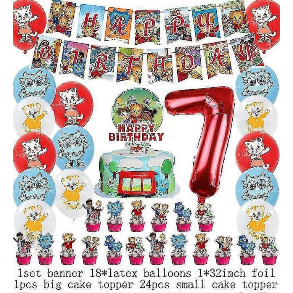 Tiger Daniel Preschool Animated Theme Birthday Party Decor Latex Foil Balloon Backdrop Banner Cake Topper Baby Shower Set-image-OPC-PJRPBXG-NEW