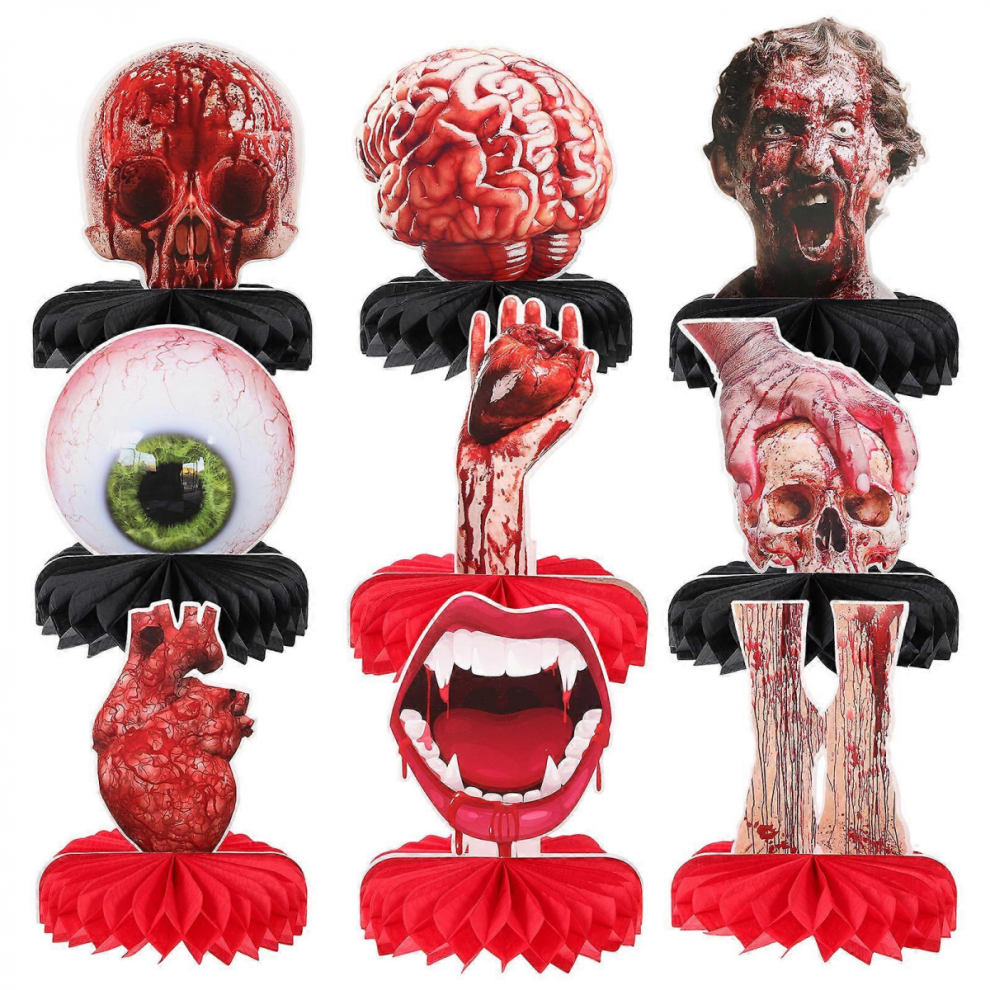 Horror Halloween Honeycomb Decorations 18.5x13.7cm 9Pcs Bloody Theme Centerpieces Assorted Color-image-OPC-PJRPD87-NEW