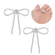 2 Stück Rhinestone Broschen Quasten-Schleifen Herzförmige Schmuckaccessoires mit Stecknadeln 5,57 cm Quasten-Schleife